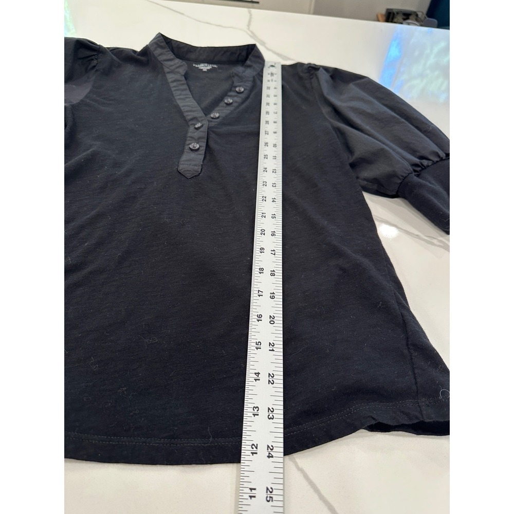 Habitual Puff Sleeve Henley Top in Black Size Medium Cotton Boho Chic NWOT - Picture 8 of 12
